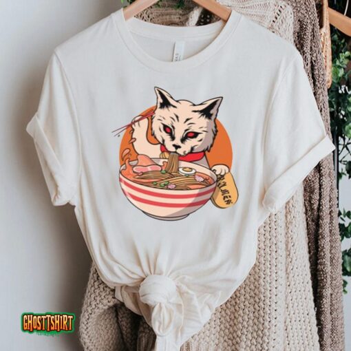 Cat Eating Spaghetti Animated Unisex T-Shirt