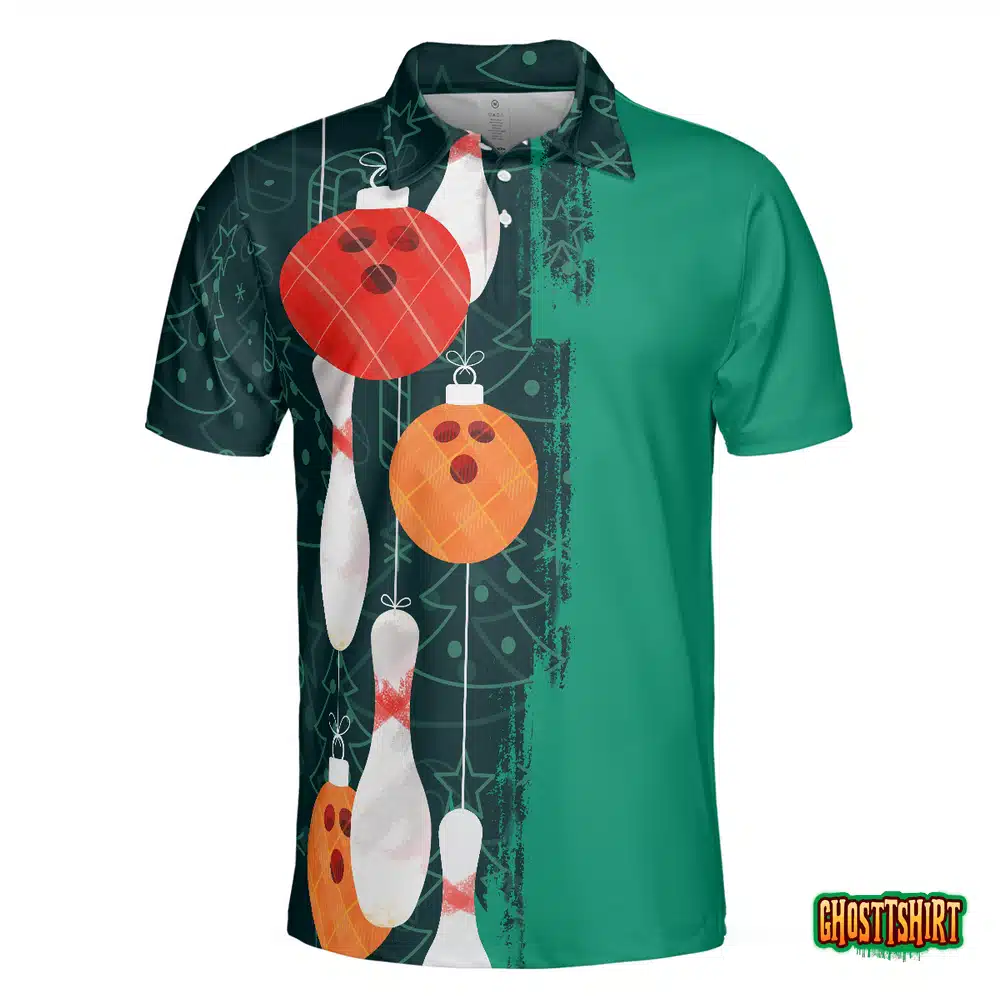 Christmas Bowling Decoration Light Mens Polo Shirt