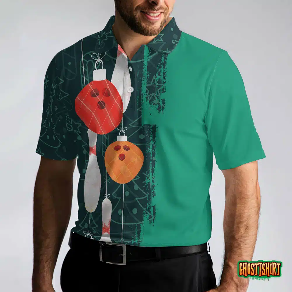 Christmas Bowling Decoration Light Mens Polo Shirt