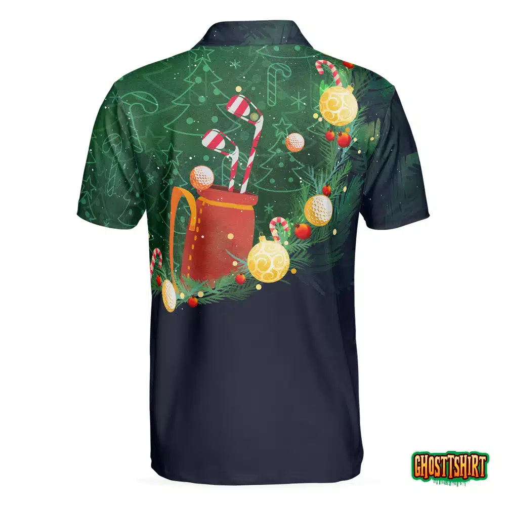 Christmas Golf Santa Playing Golf Pattern Polo Shirt
