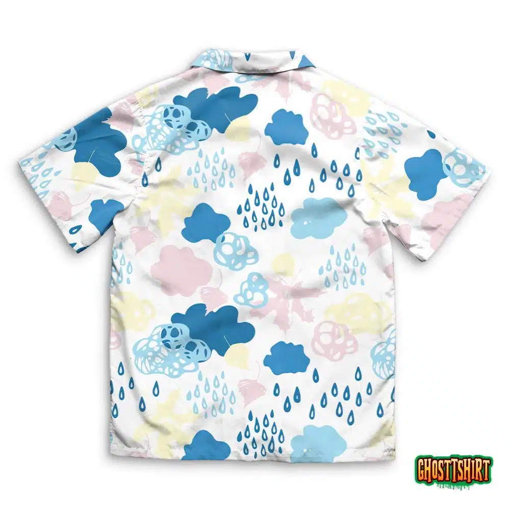 Cool Watercolour Rainy Clouds Raindrops Falling Hawaiian Beach Shirt