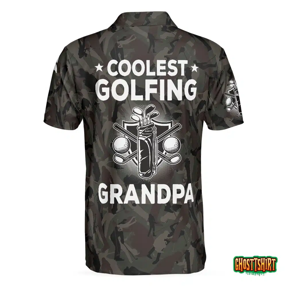 Coolest Golfing Grandpa Camouflage Pattern Golf Polo Shirt