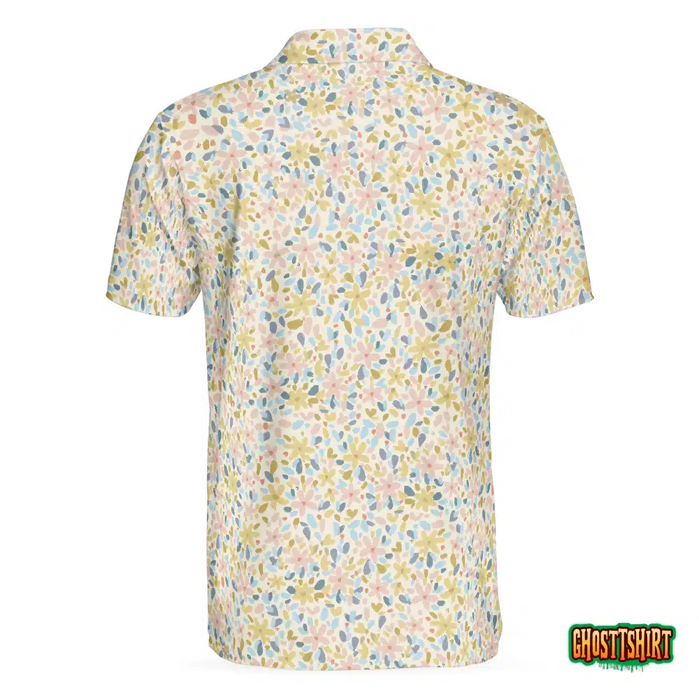 Crayon Flowers Pattern Polo Shirt