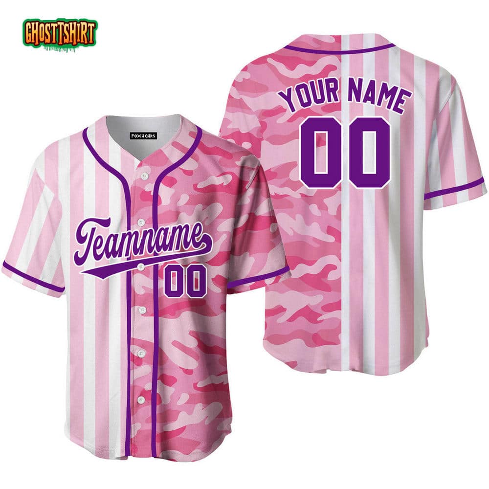  FoxWears Custom Camouflage Pink Light Blue Baseball Jersey  Shirts for Men,Custom Name Camouflage Baseball Jersey Shirts,Camouflage  Baseball Jersey,Camouflage Baseball Jersey Shirt for Team