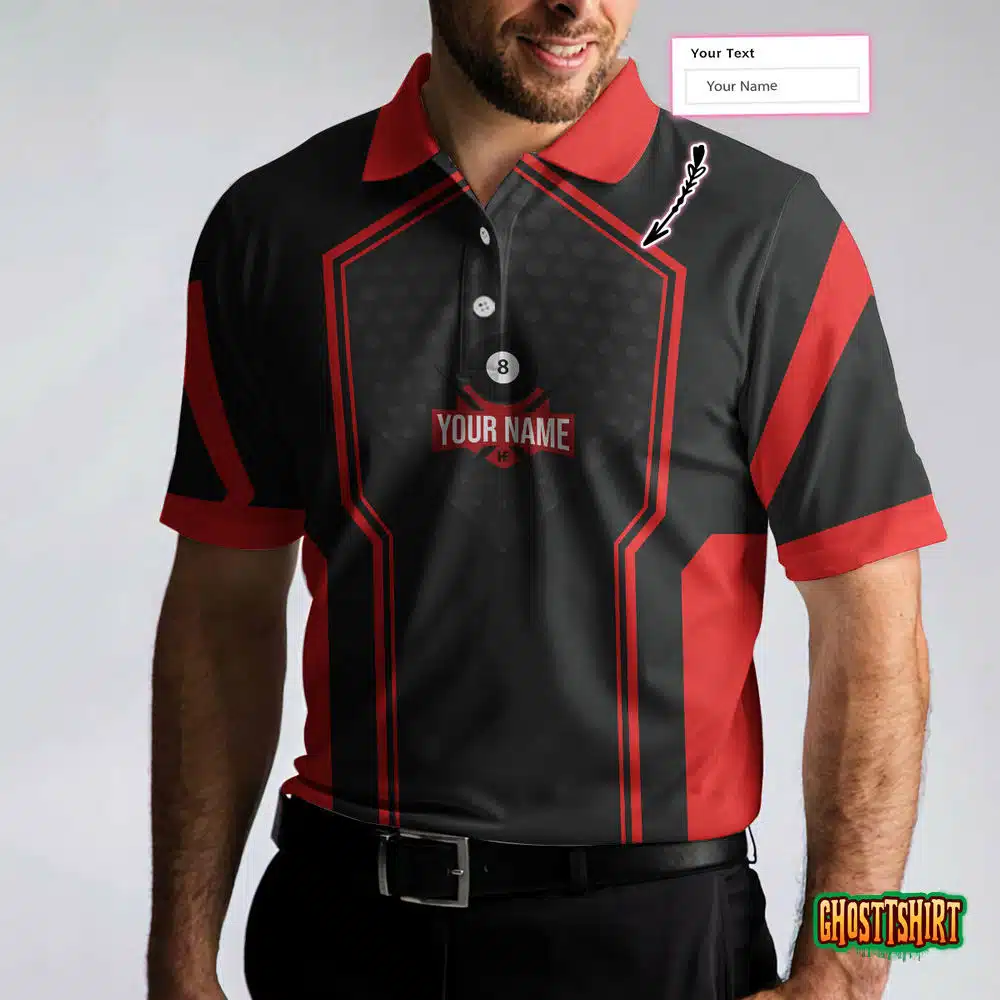 Custom Name Billiards In Red Custom Polo Shirt