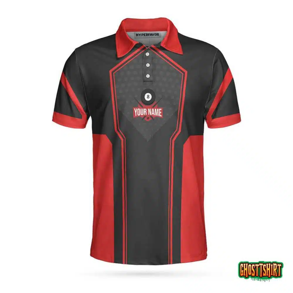 Custom Name Billiards In Red Custom Polo Shirt