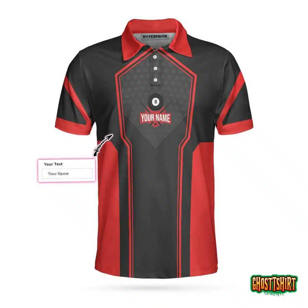 Custom Name Billiards In Red Custom Polo Shirt