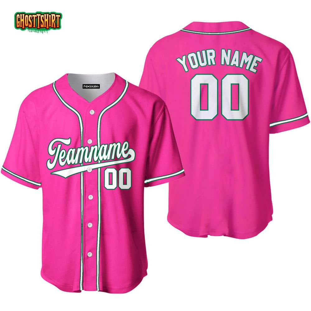 Custom White Kelly Green And Pink Custom Baseball Jerseys