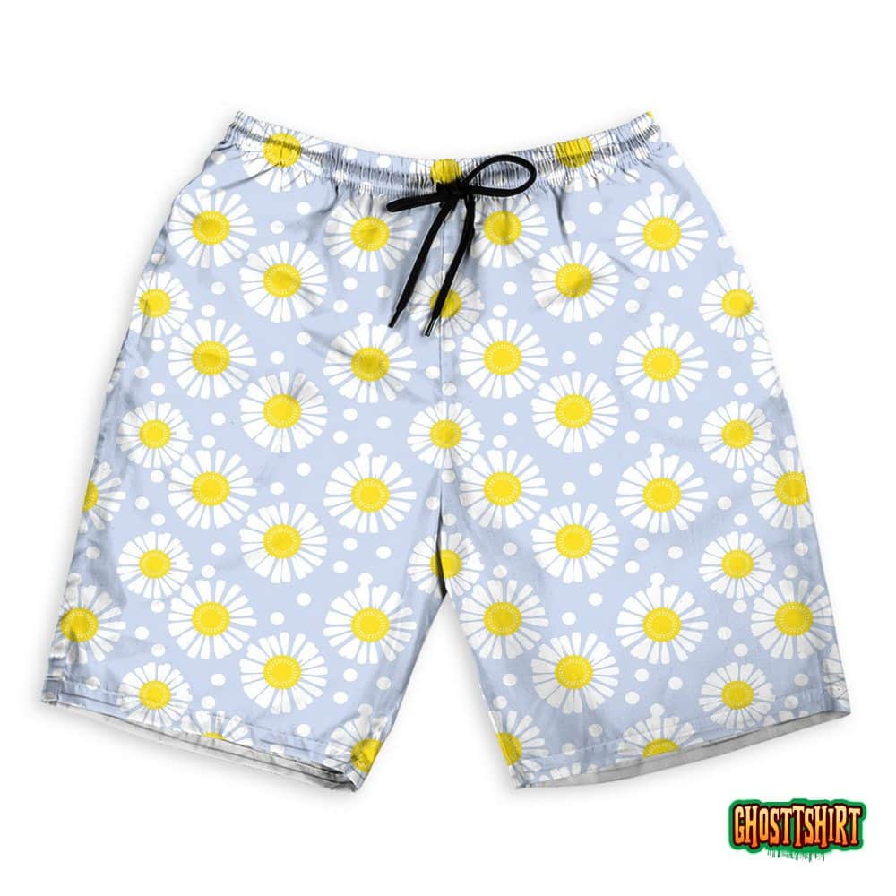 Daisy Flower Hawaiian Beach Shorts