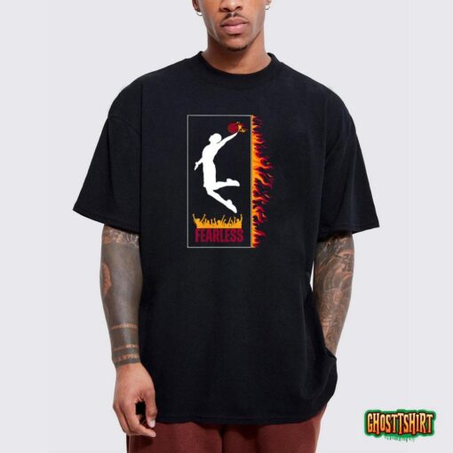 Fearless Flaming Basketball Sleek Clean Cut City T-Shirt