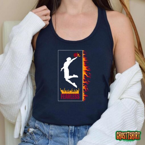 Fearless Flaming Basketball Sleek Clean Cut City T-Shirt