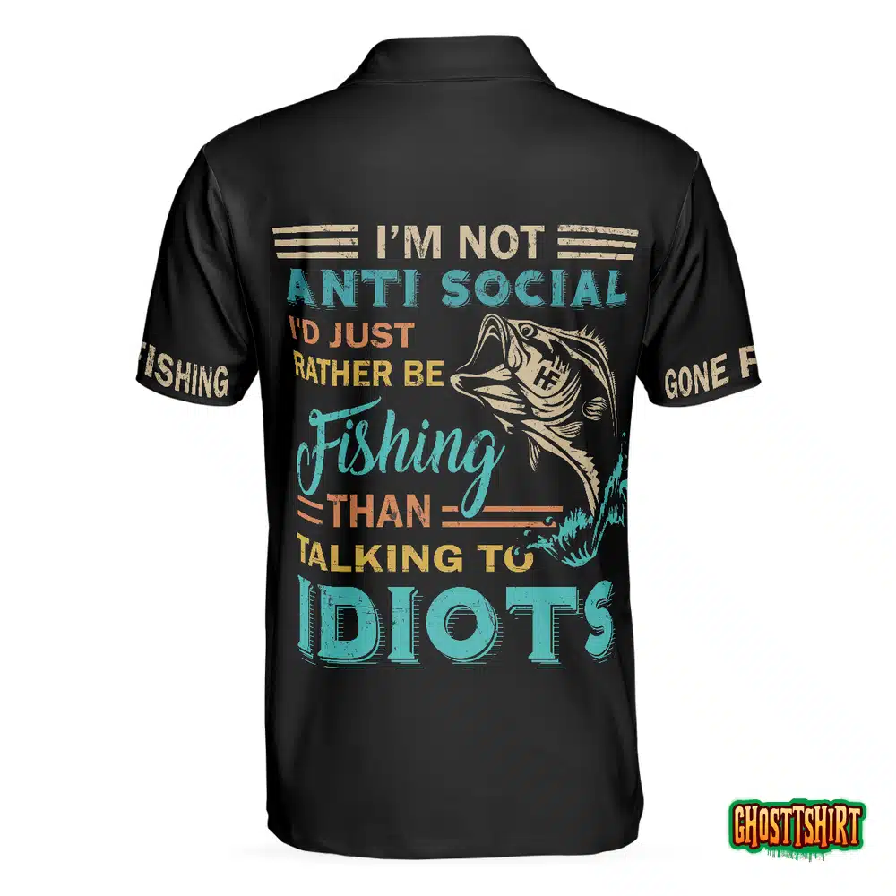 Fishsaurus Rex I’m Not Anti Social Polo Shirt