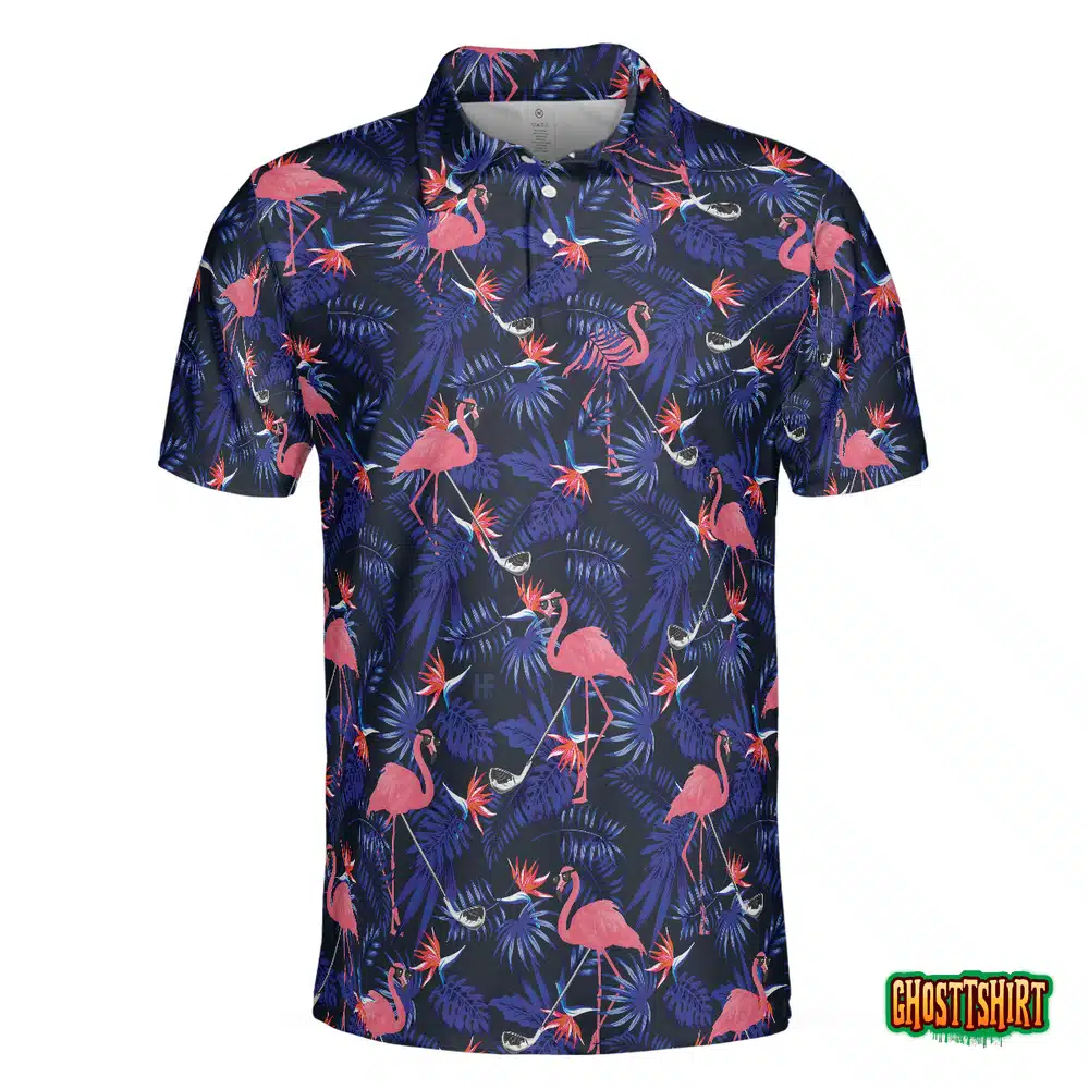 Flower And Flamingo Golf Polo Shirt