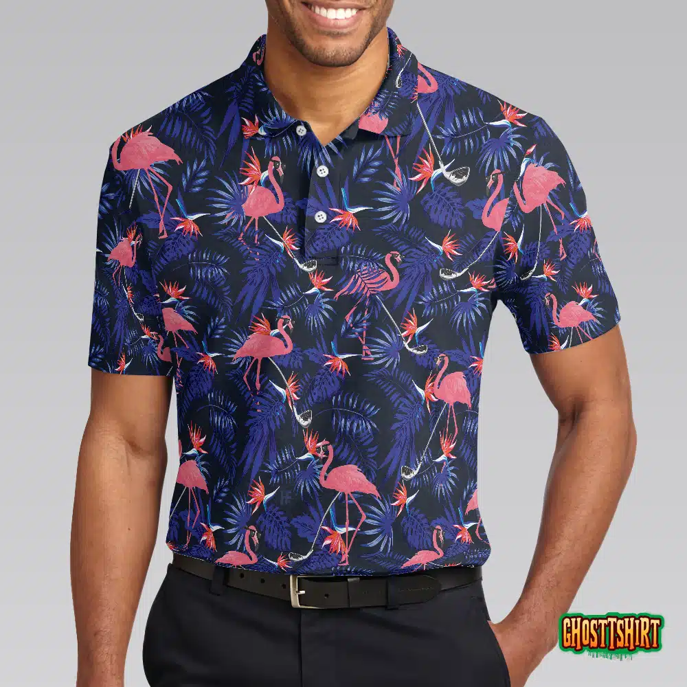 Flower And Flamingo Golf Polo Shirt