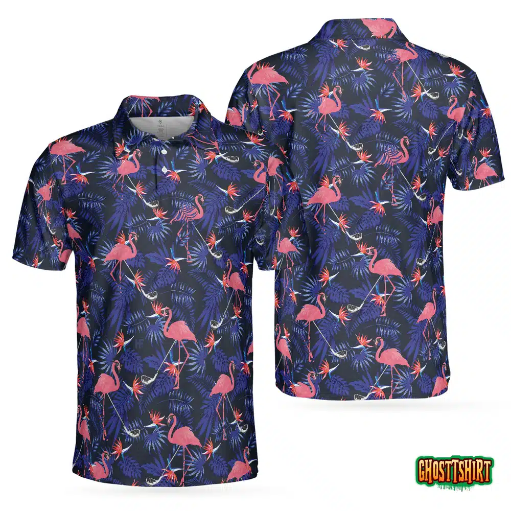 Flower And Flamingo Golf Polo Shirt
