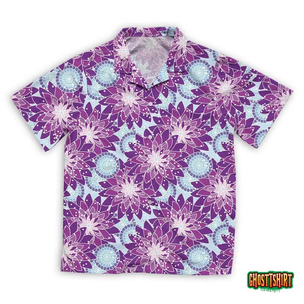 Flower Pattern In Purple Tones Hawaiian Beach Shirt