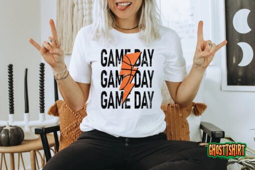 Gameday Basketball Lightning Leopard Bolt Vintage Unisex T-Shirt