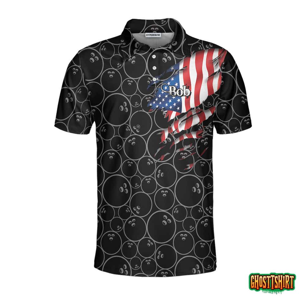 Germato Bowling American Flag Custom Polo Shirt