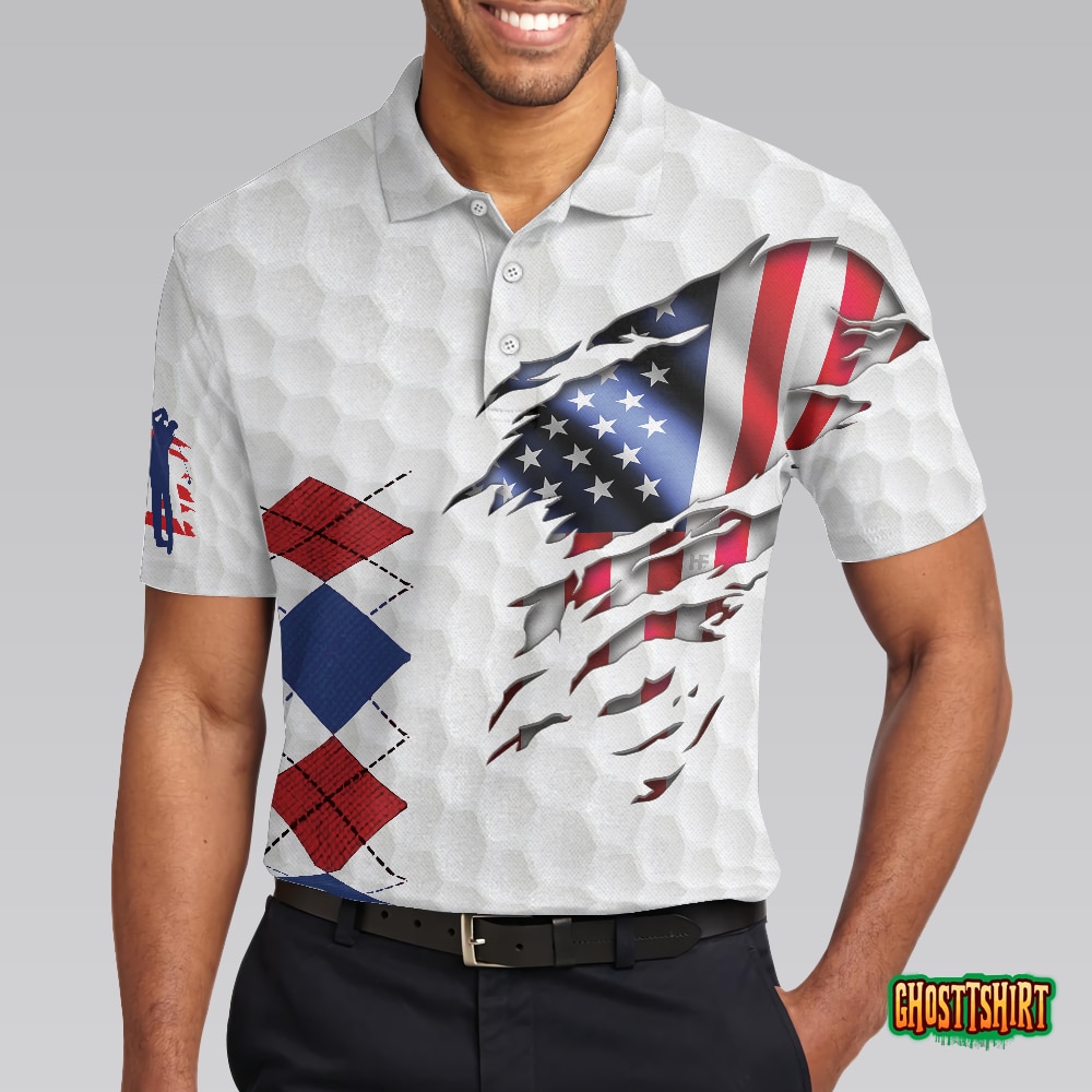 Golf American Flag Argyle Polo Shirt