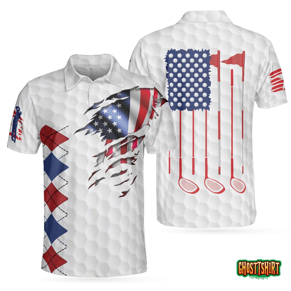 Golf American Flag Argyle Polo Shirt