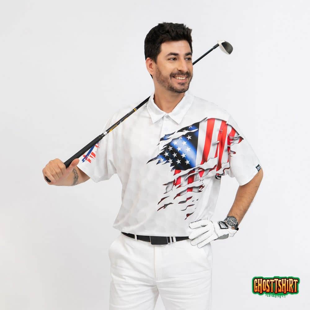 Golf American Flag Polo Shirt, USA Flag Golf Shirt, Patriotic Golf ...