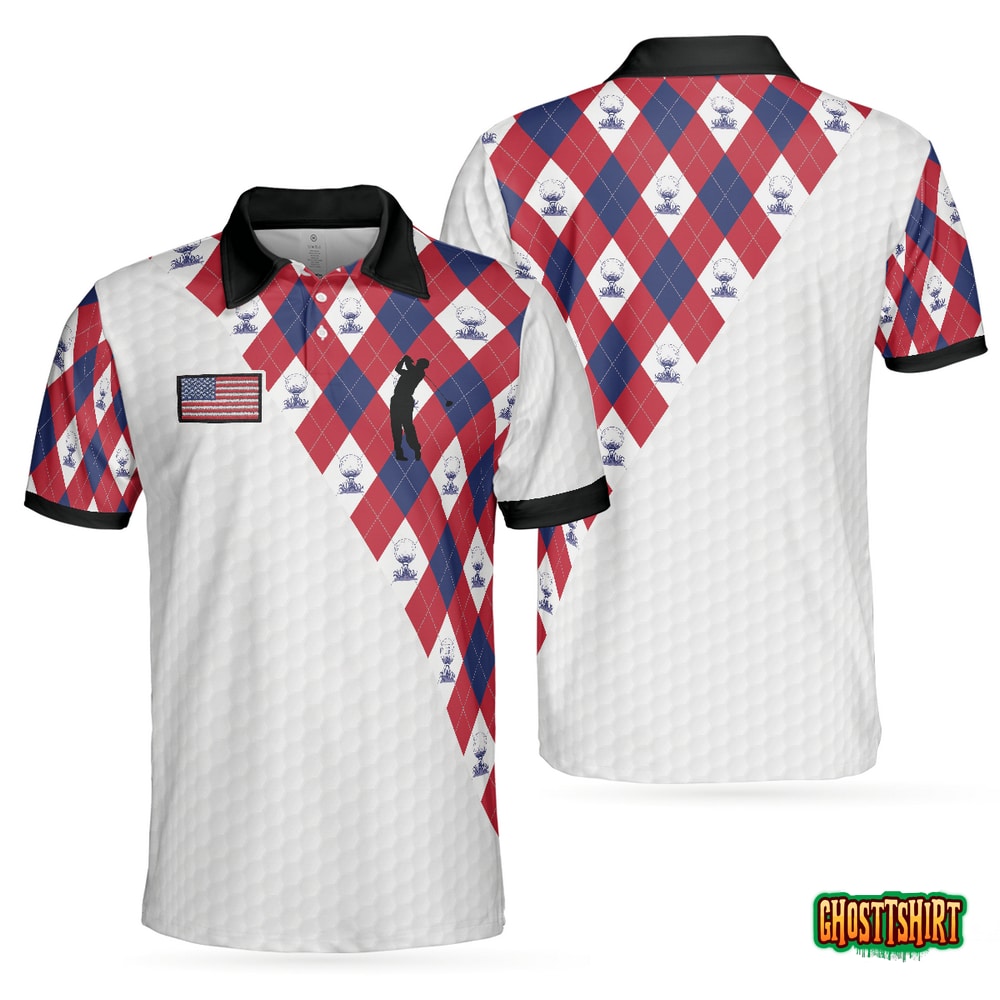 Golf Argyle Pattern Short Sleeve Golf Polo Shirt