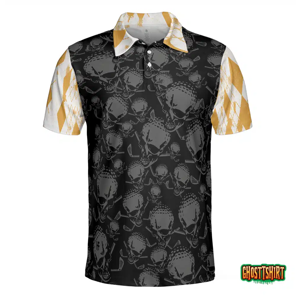 Golf & Beer That Is Why I Am Here Skull V4 Polo Shirt