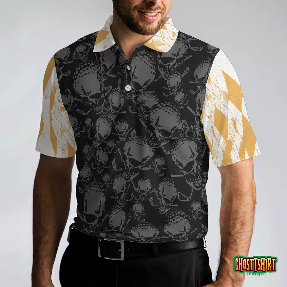 Golf & Beer That Is Why I Am Here Skull V4 Polo Shirt