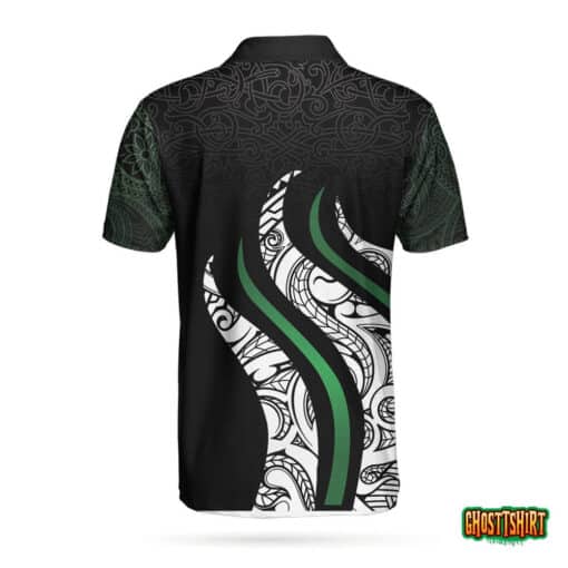 Golf Black And Green Abstract Pattern Custom Polo Shirt