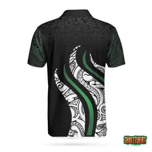 Golf Black And Green Abstract Pattern Custom Polo Shirt