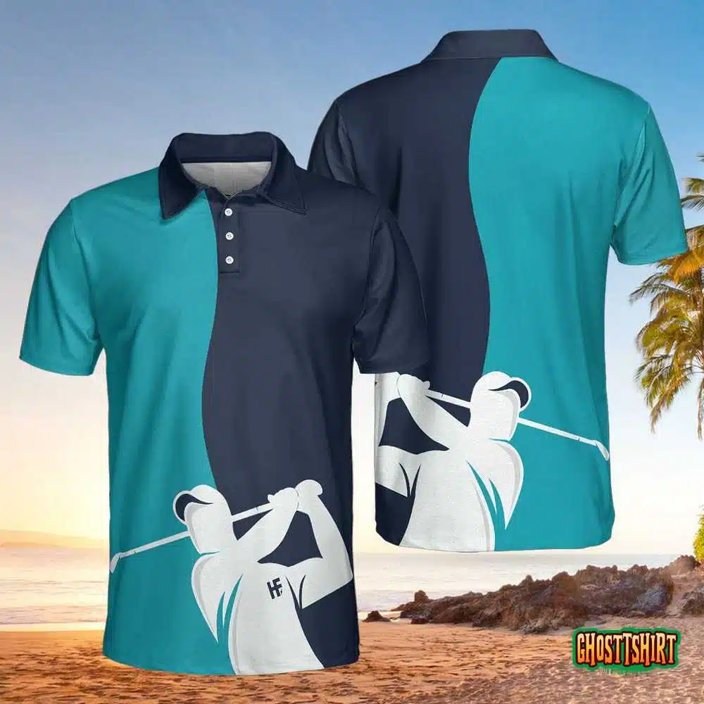 Golf Blue And Navy Short Sleeve Polo Shirt