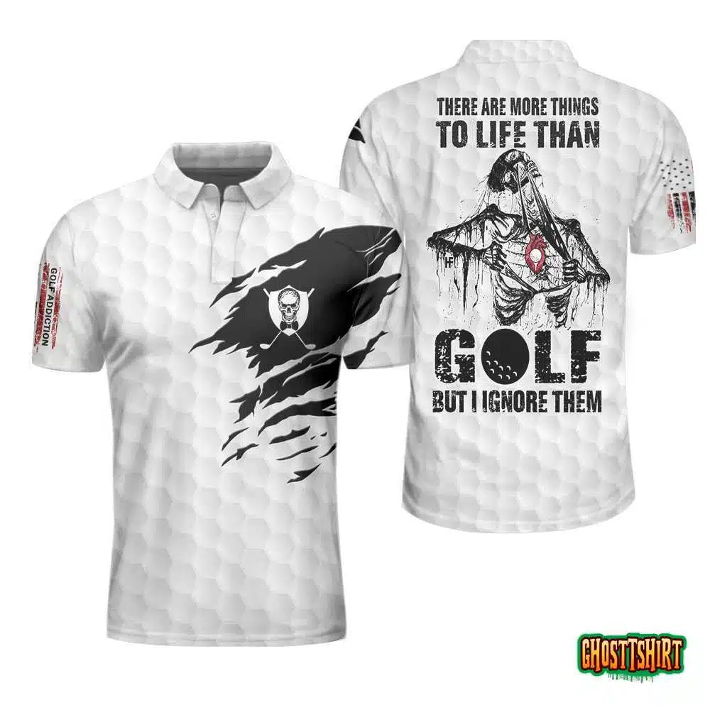 Golf Love Heart Skull Polo Shirt