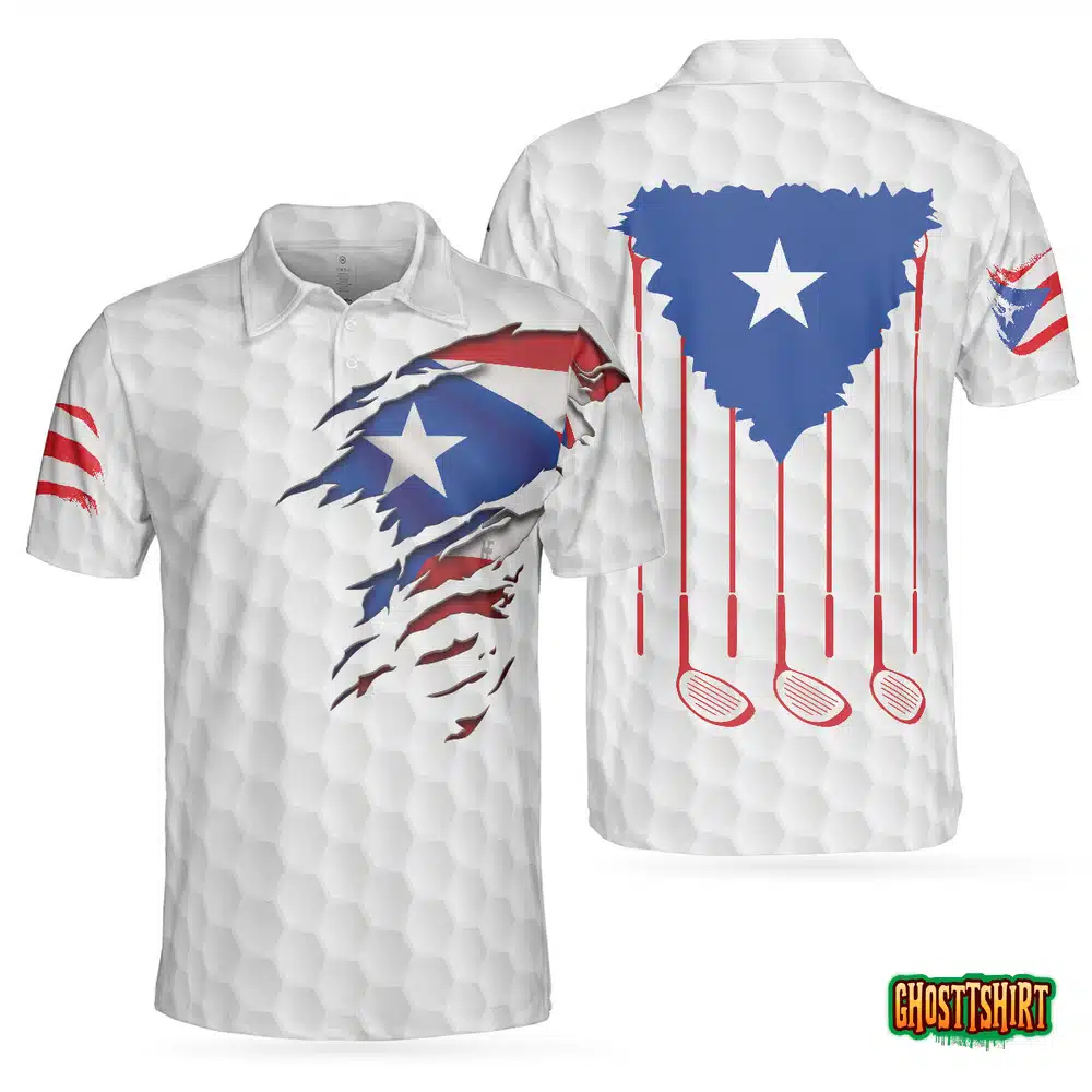 Golf Puerto Rico Flag Polo Shirt