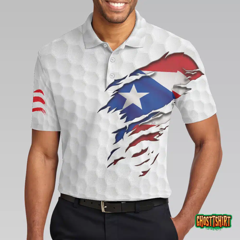 Golf Puerto Rico Flag Polo Shirt