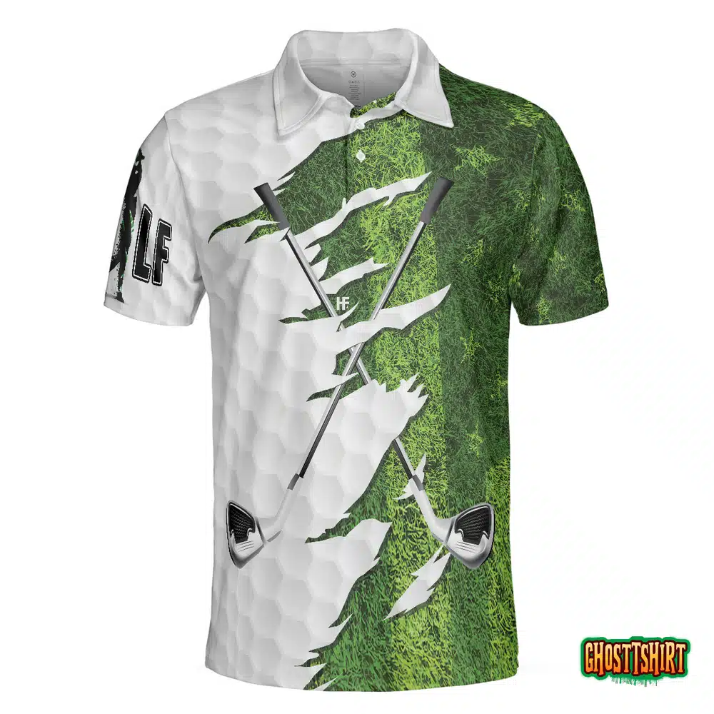 Golf Ripped Clubs & Course American Golfer Polo Shirt