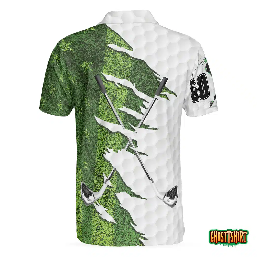 Golf Ripped Clubs & Course American Golfer Polo Shirt