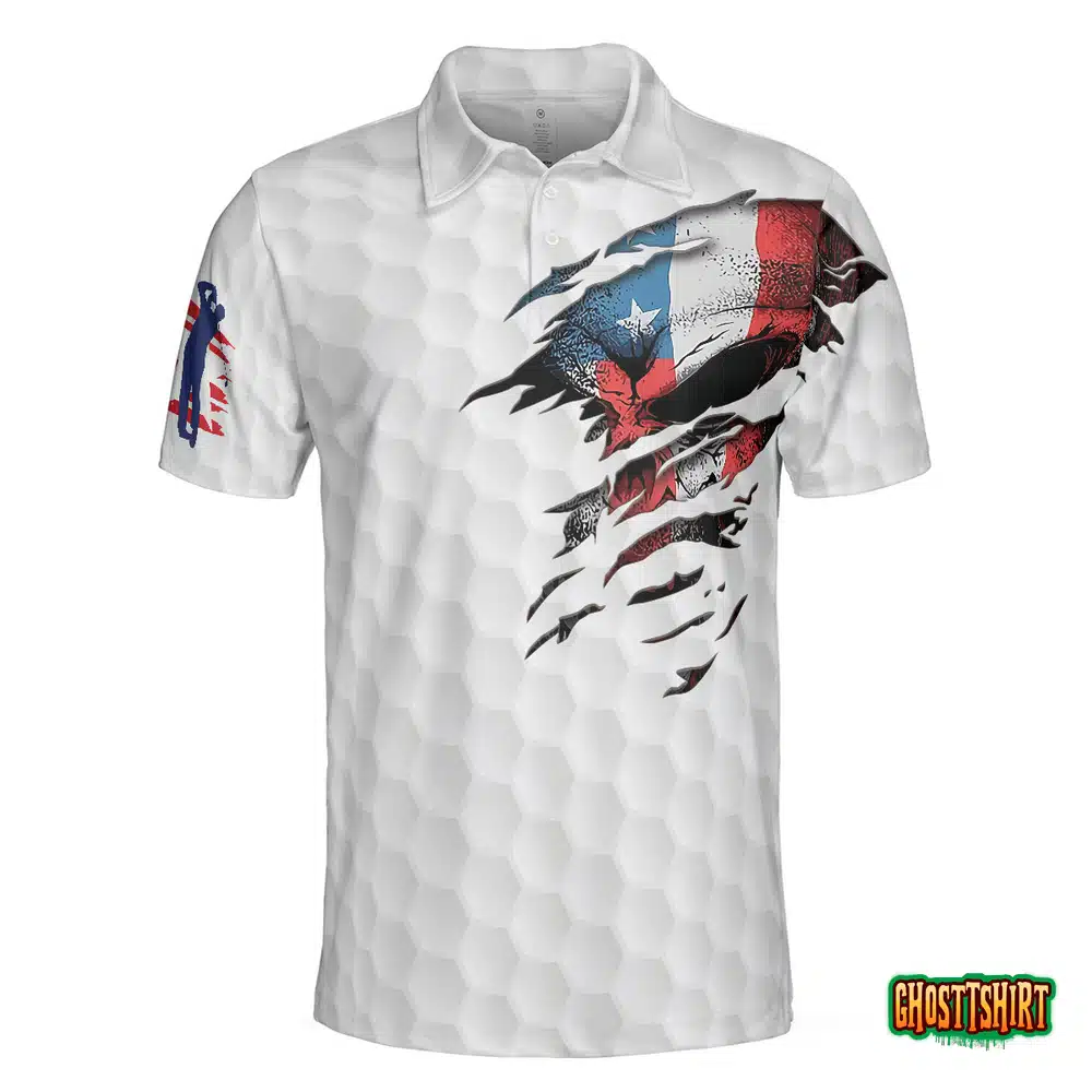 Golf Skull American Flag Short Sleeve Polo Shirt
