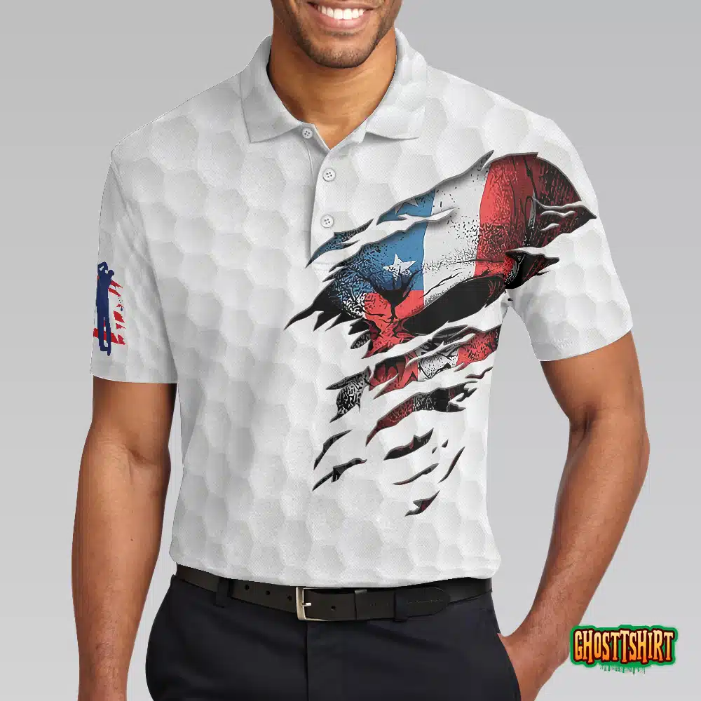 Golf Skull American Flag Short Sleeve Polo Shirt