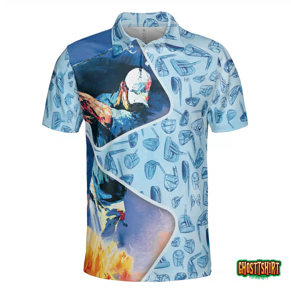 Golf Swing Abstract With Golf Club Header Pattern Golf Polo Shirt