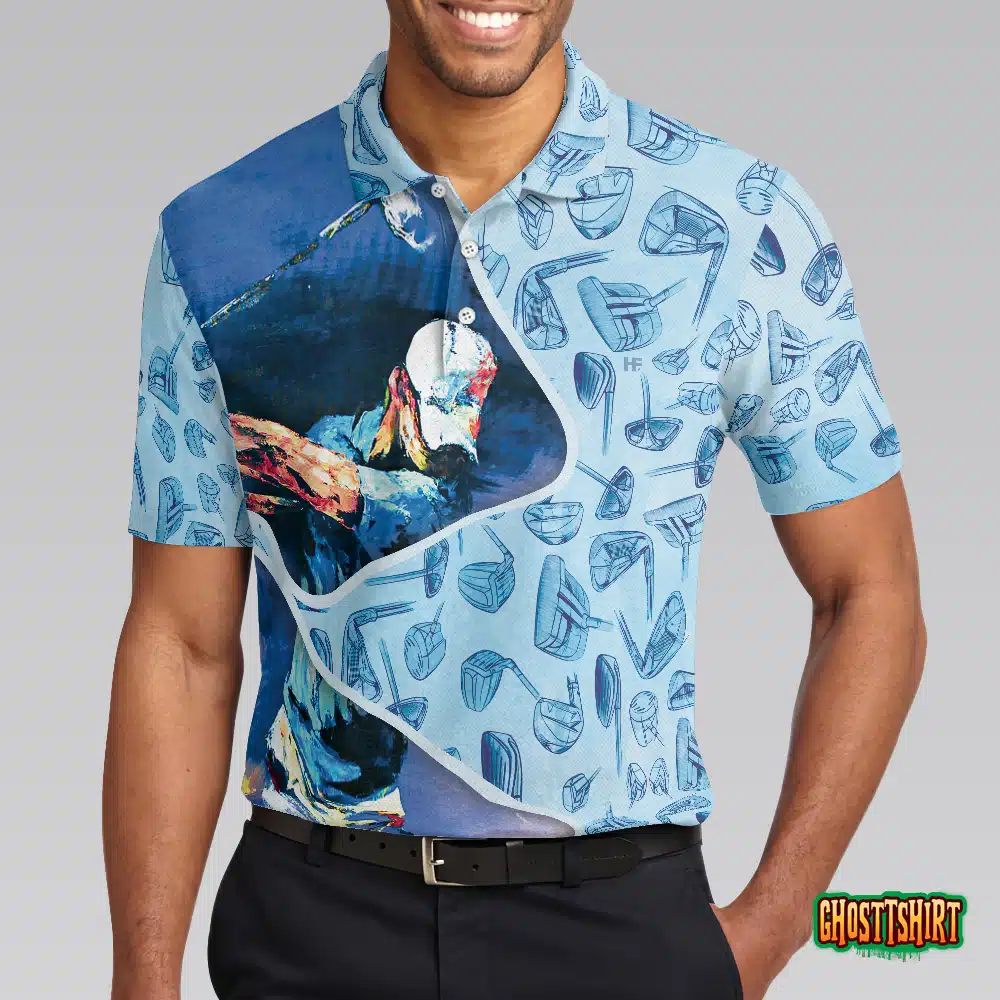 Golf Swing Abstract With Golf Club Header Pattern Golf Polo Shirt