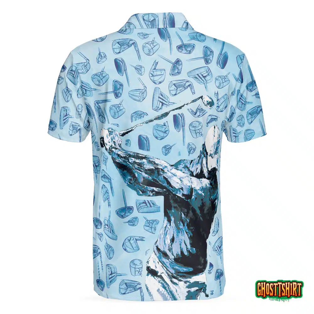 Golf Swing Abstract With Golf Club Header Pattern Golf Polo Shirt