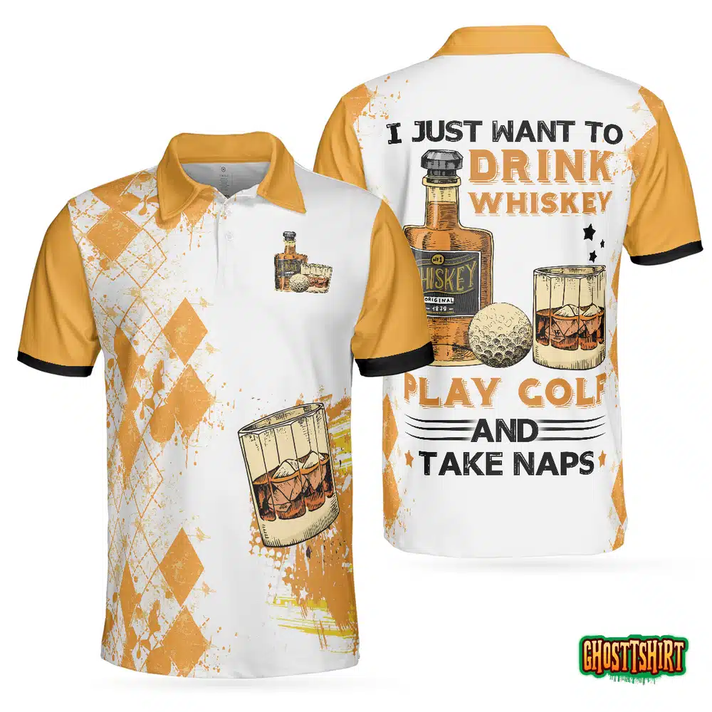 Golf Whisky And Take Naps Short Sleeve Polo Shirt