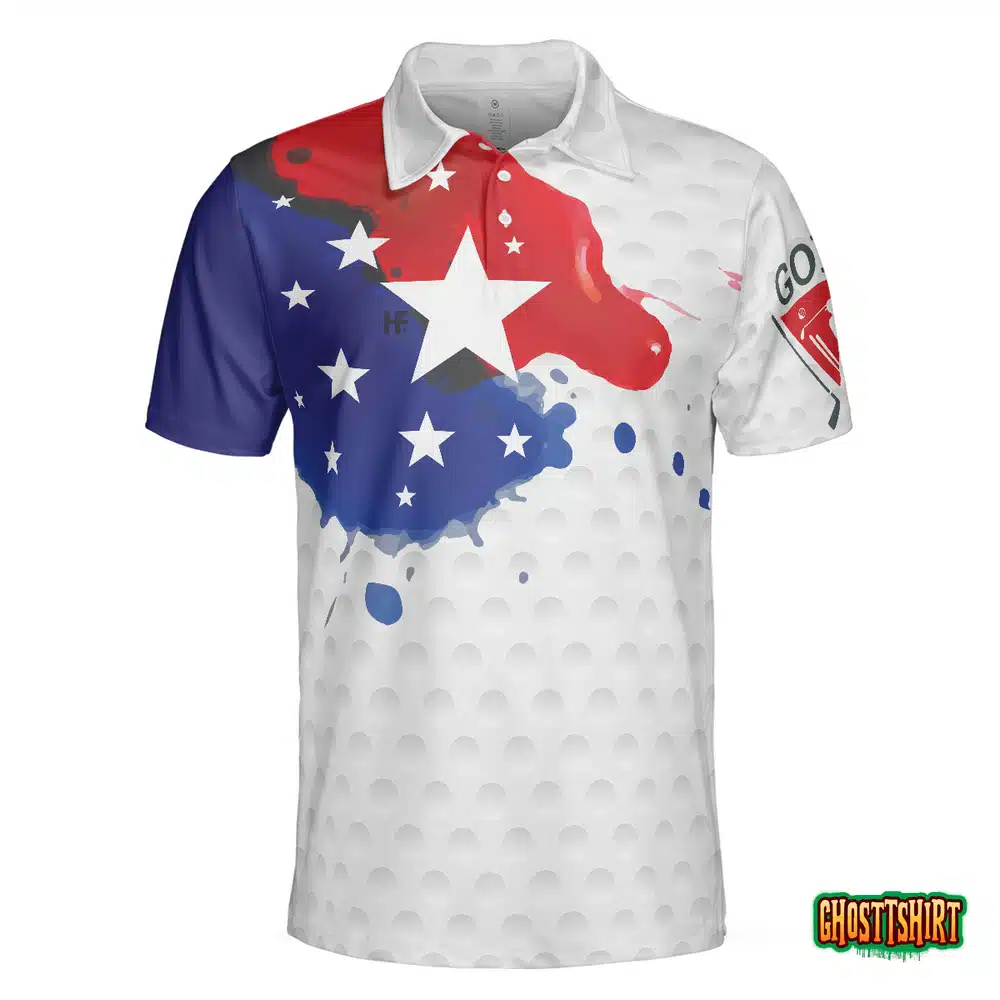 Grunge Style American Flag Polo Shirt