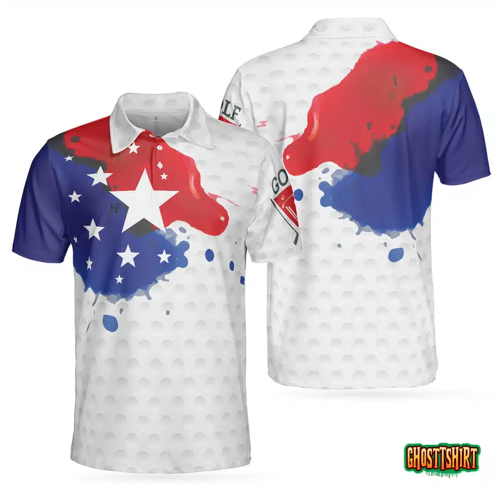 Grunge Style American Flag Polo Shirt