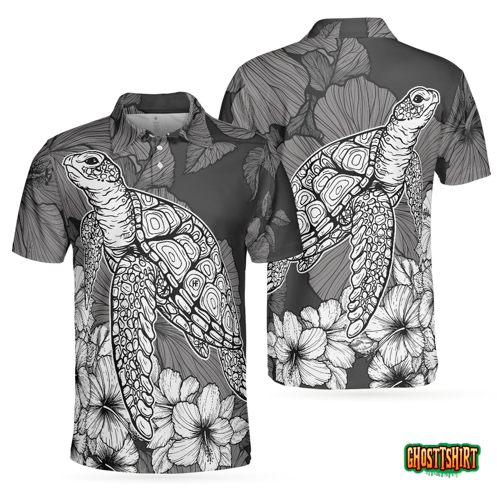 Hibiscus Turtle Shirt For Men Polo Shirt