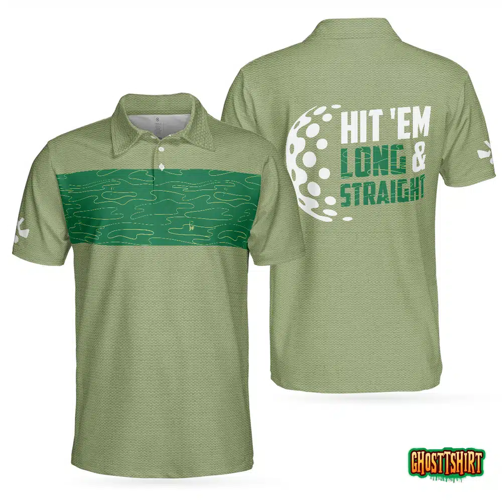 Hit ‘Em Long & Straight Golf Course Pattern Polo Shirt