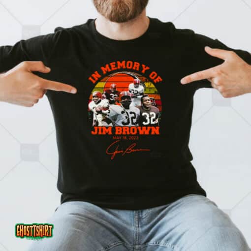 In Memory Jim Brown 18 2023 Vintage Signatures Unisex T-Shirt