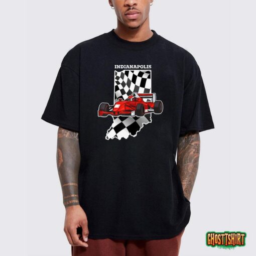 Indycar Racing Shirt Indianapolis Map Checkered Flag Racer T-Shirt