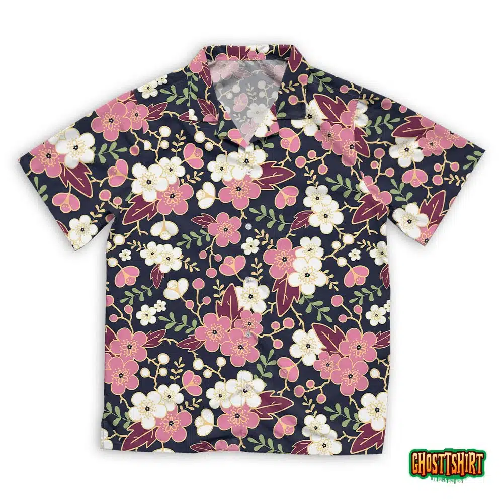 Japanese Cherry Blossom Floral Hawaiian Beach Shirt