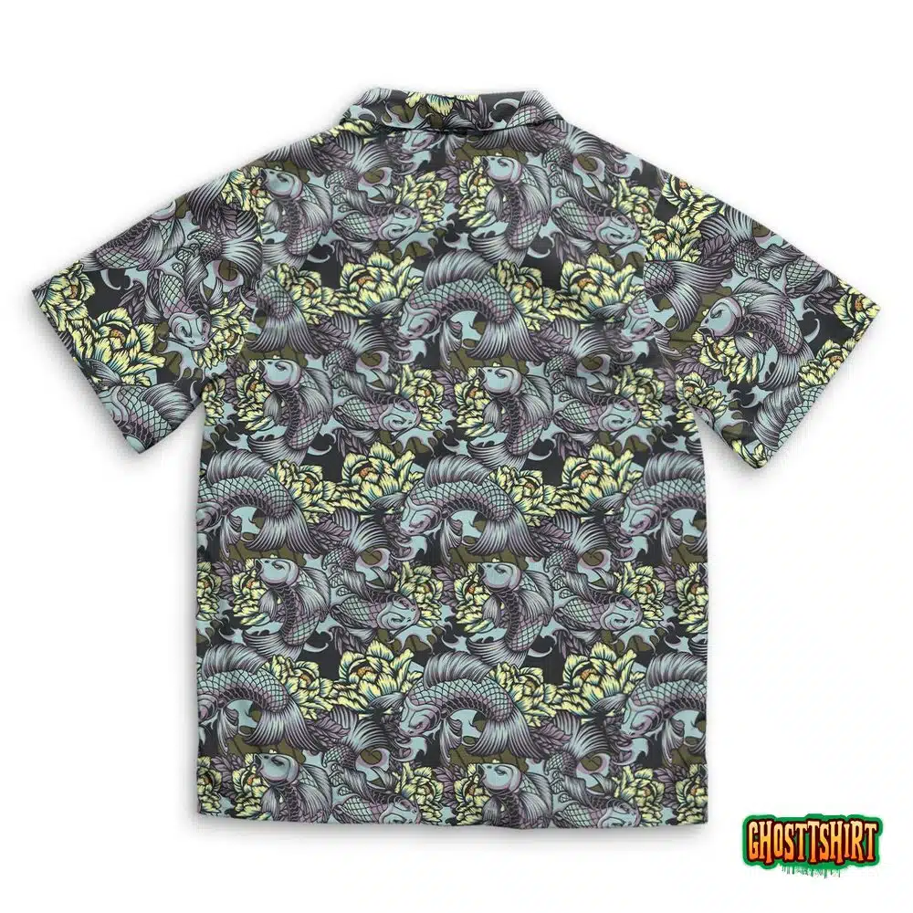 Japanese Style Seamless Color Pattern With Koi Hawaiian Beach Shirt